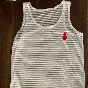 JJ Malibu Gotham sheer white tank top